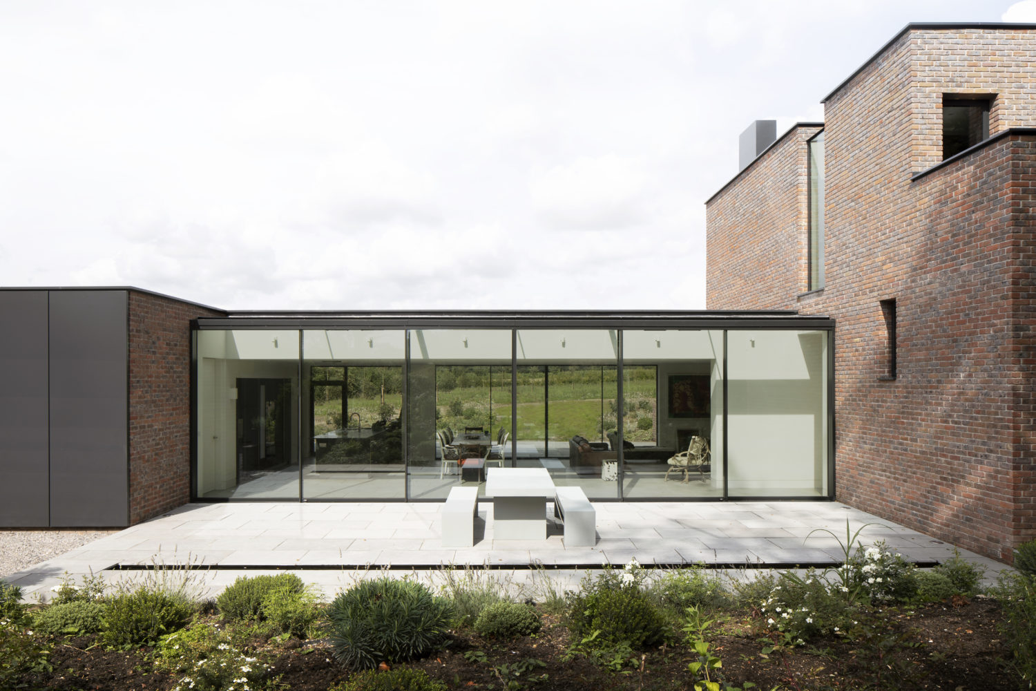 patio looking into windows of private residence